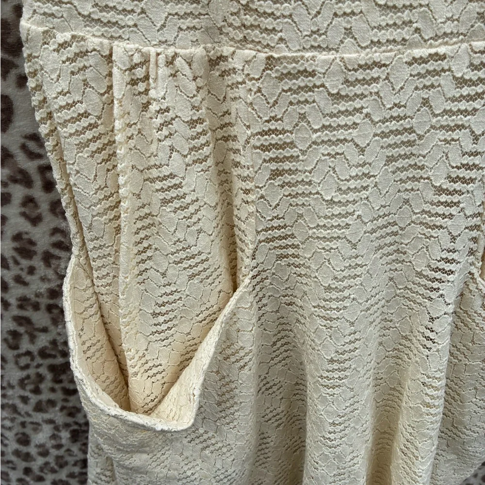 Free People Ivory Tea Poppy Stretch Lace Mini Dress - Picture 4 of 5